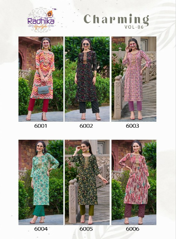 RADHIKA LIFESTYLE CHARMING VOL 6 READYMADE STRAIGHT KURTI CATALOG