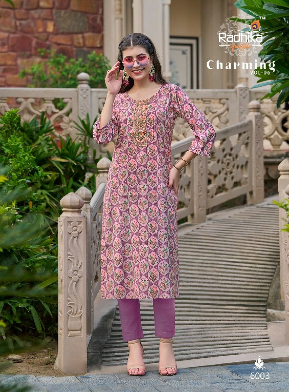 RADHIKA LIFESTYLE CHARMING VOL 6 READYMADE STRAIGHT KURTI CATALOG