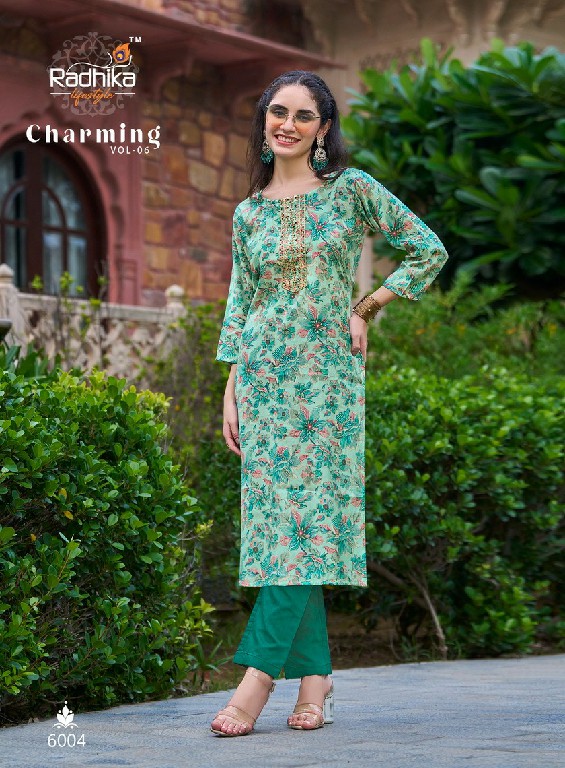 RADHIKA LIFESTYLE CHARMING VOL 6 READYMADE STRAIGHT KURTI CATALOG