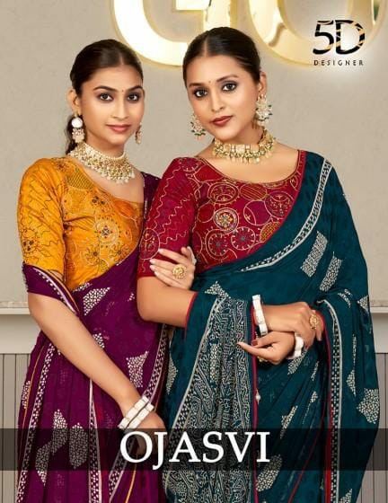 5d Designer Ojasvi Wholesale Soft Marble Jacquard Brasso Indian Sarees