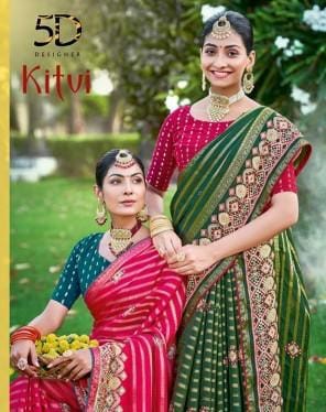 5D Designer Kitvi Wholesale Soft Silk With Kasab Panel Indian Sarees