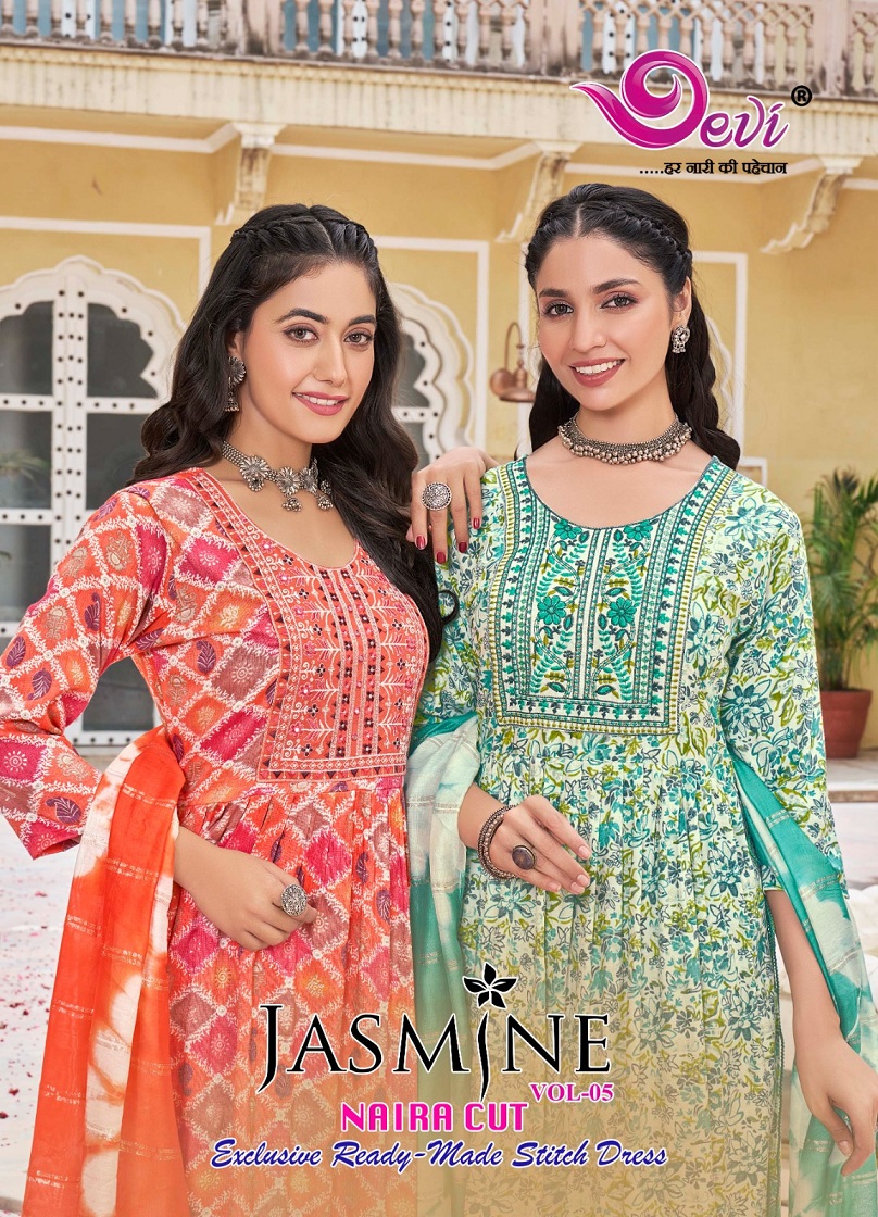 Devi Jasmine Vol-5 Wholesale Naira Cut Exclusive Ready Made Stitch Dresses