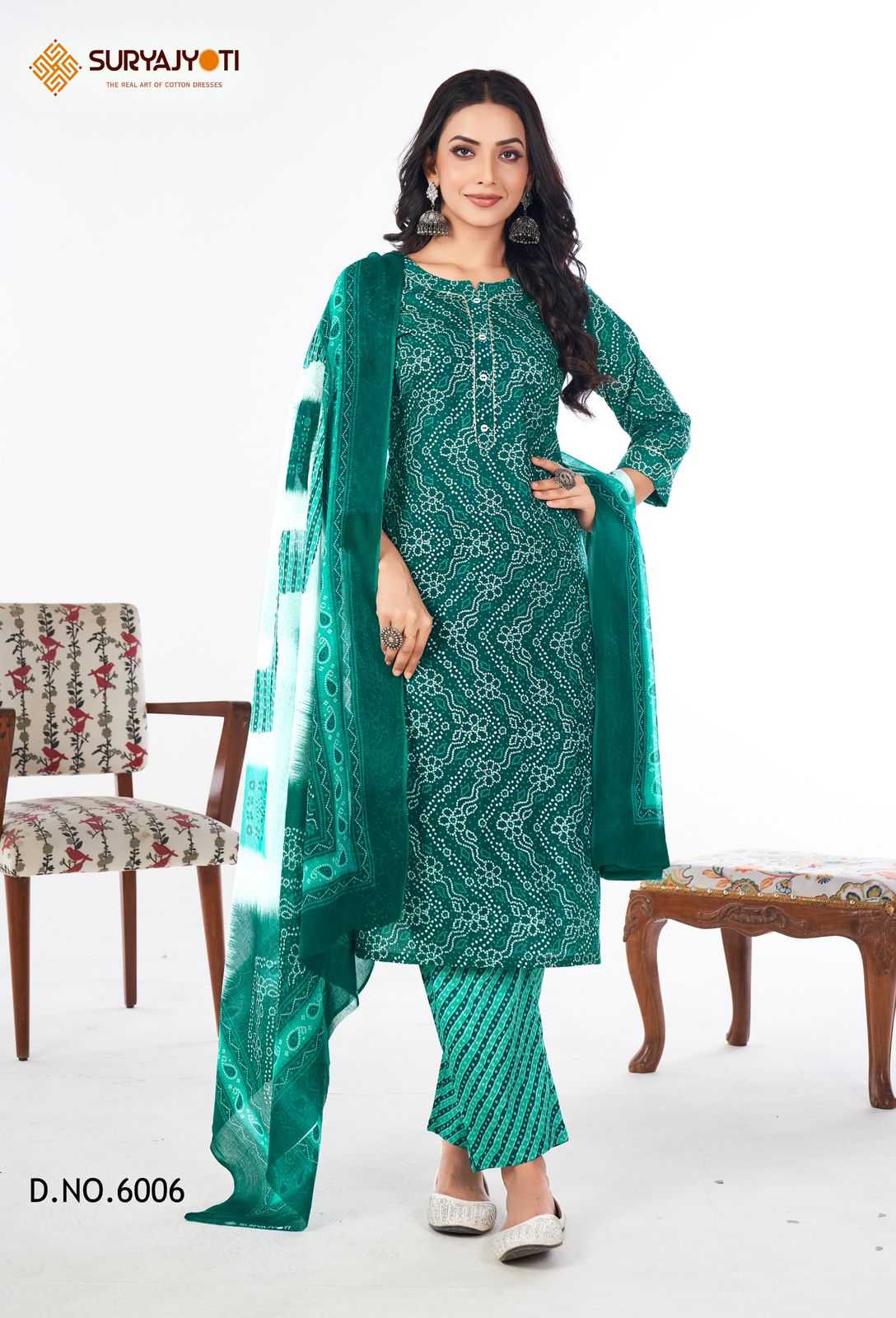 SURYAJYOTI BANDHANI LEHRIYA VOL-6 -KURTI PANT WITH DUPATTA