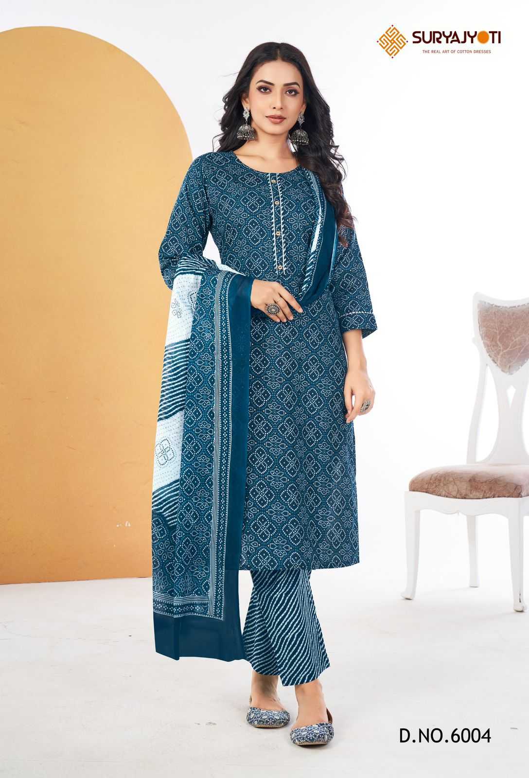 SURYAJYOTI BANDHANI LEHRIYA VOL-6 -KURTI PANT WITH DUPATTA