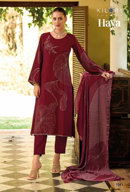 haya by kilory trendz foil printed viscose 3pcs ladies suits