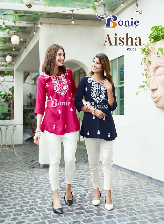 bonie aisha vol 2 amazing work readymade rayon short top wholesaler