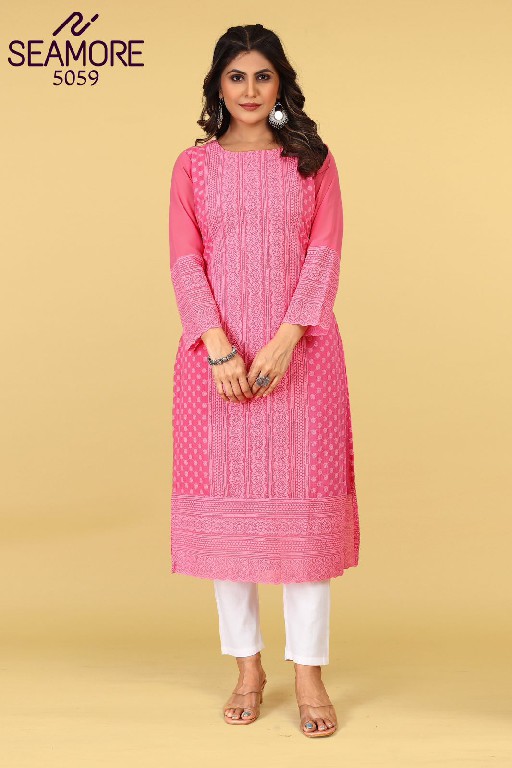 Seamore Pink Palak Vol-3 Wholesale Woman Lakhnawi Work Kurtis