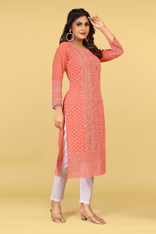 Seamore Pink Palak Vol-3 Wholesale Woman Lakhnawi Work Kurtis