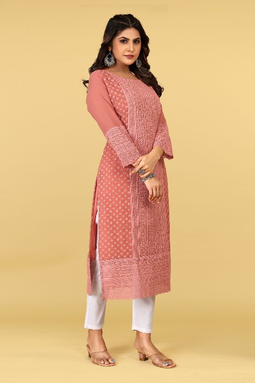 Seamore Pink Palak Vol-3 Wholesale Woman Lakhnawi Work Kurtis