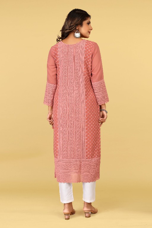 Seamore Pink Palak Vol-3 Wholesale Woman Lakhnawi Work Kurtis