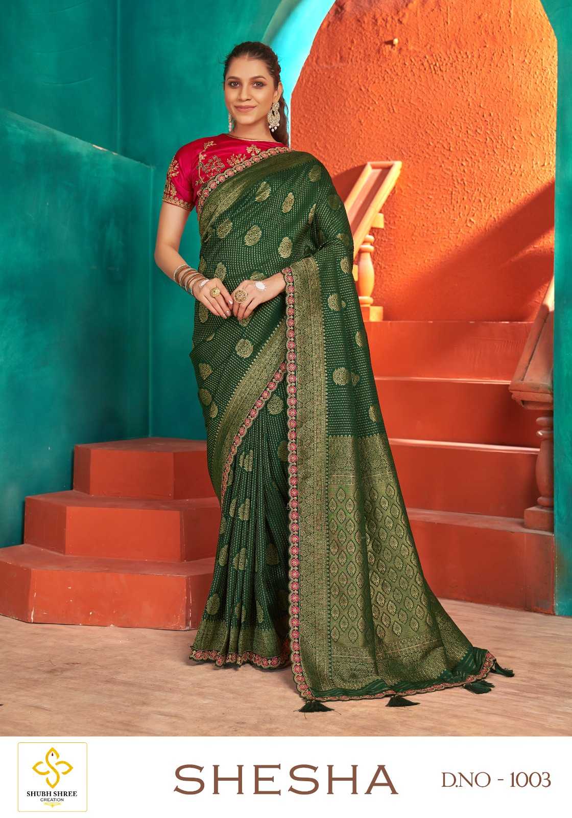 shubh shree shesha fashionable nylon silk saree for women