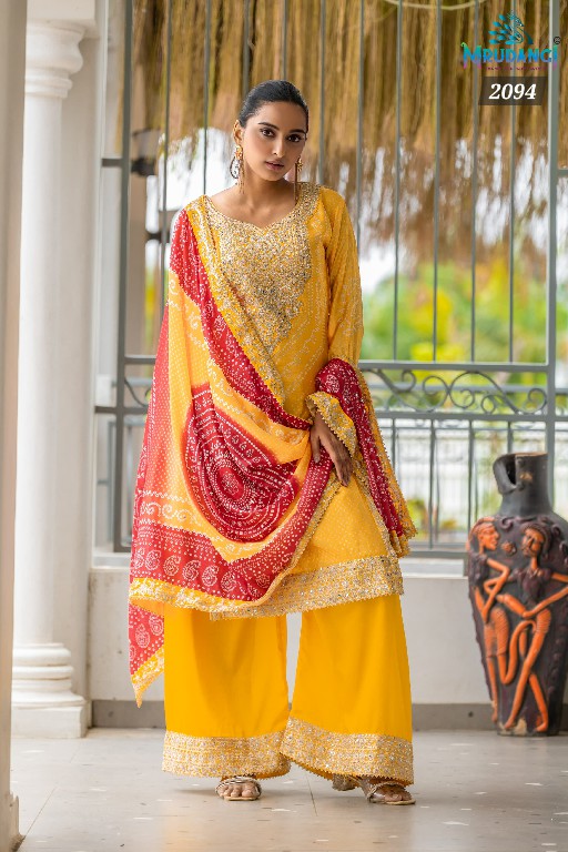 Mrudangi Rakhi Wholesale Real Chinon With Mirror Work Salwar Suits