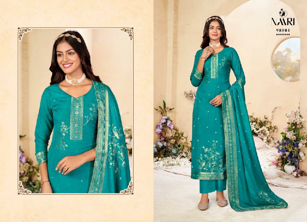 Naari Mehar Vol-8 Wholesale Pure Muslin Viscose Jacquard Dress Material