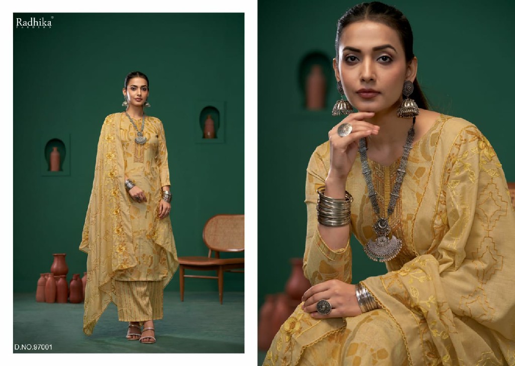 barfi vol 3 by azara radhika fashion cotton print embroidery work unstitch 3pcs dress