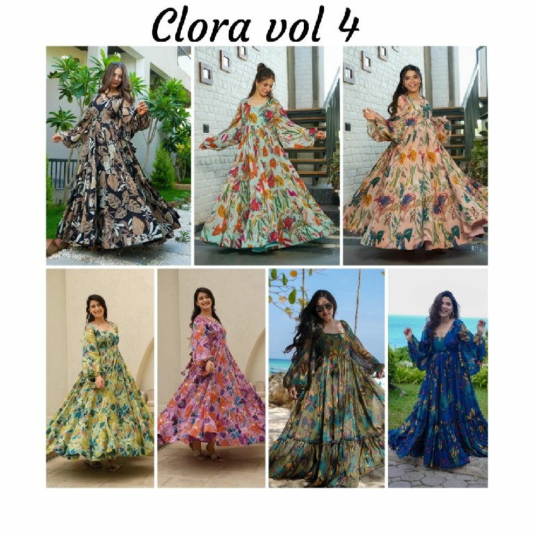 Lucaya Clora Vol-4 Wholesale Heavy Air Tex Chinon Gown Catalog