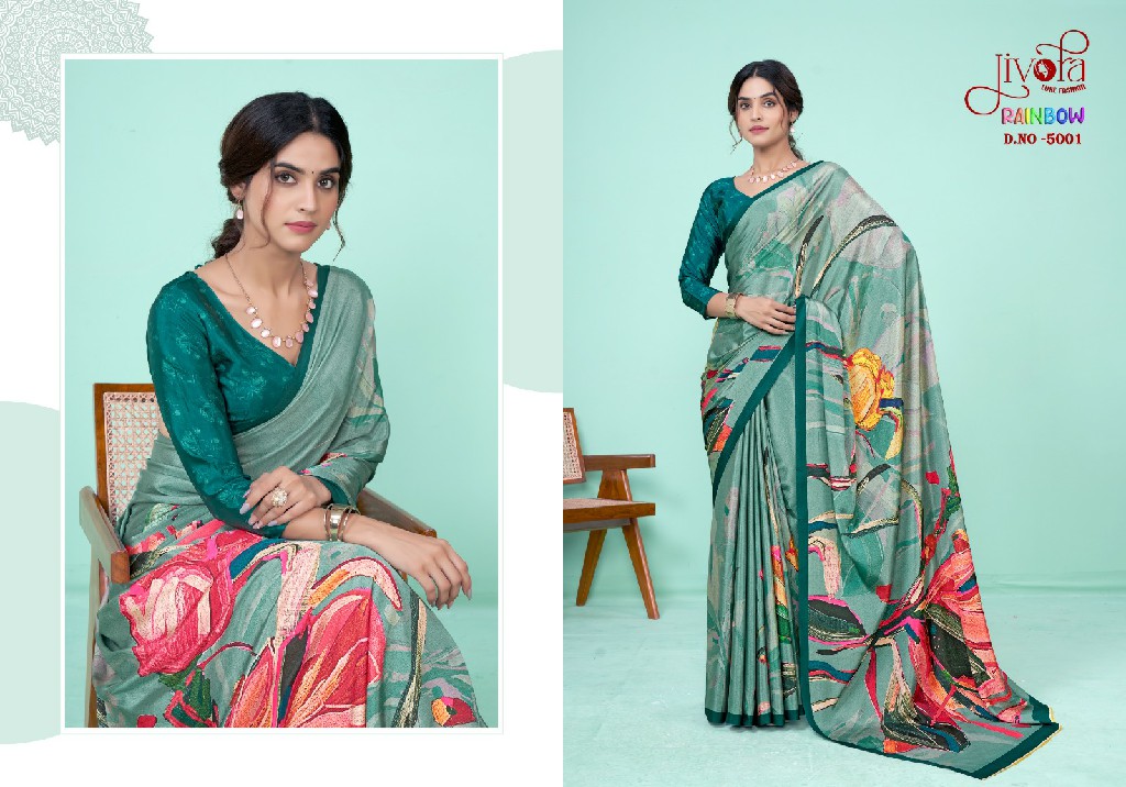 Jivora Rainbow Wholesale Soft Crape With Modern Digital Prints Sarees