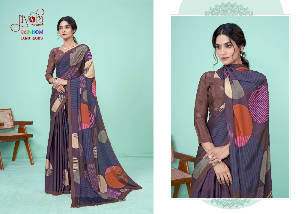 Jivora Rainbow Wholesale Soft Crape With Modern Digital Prints Sarees