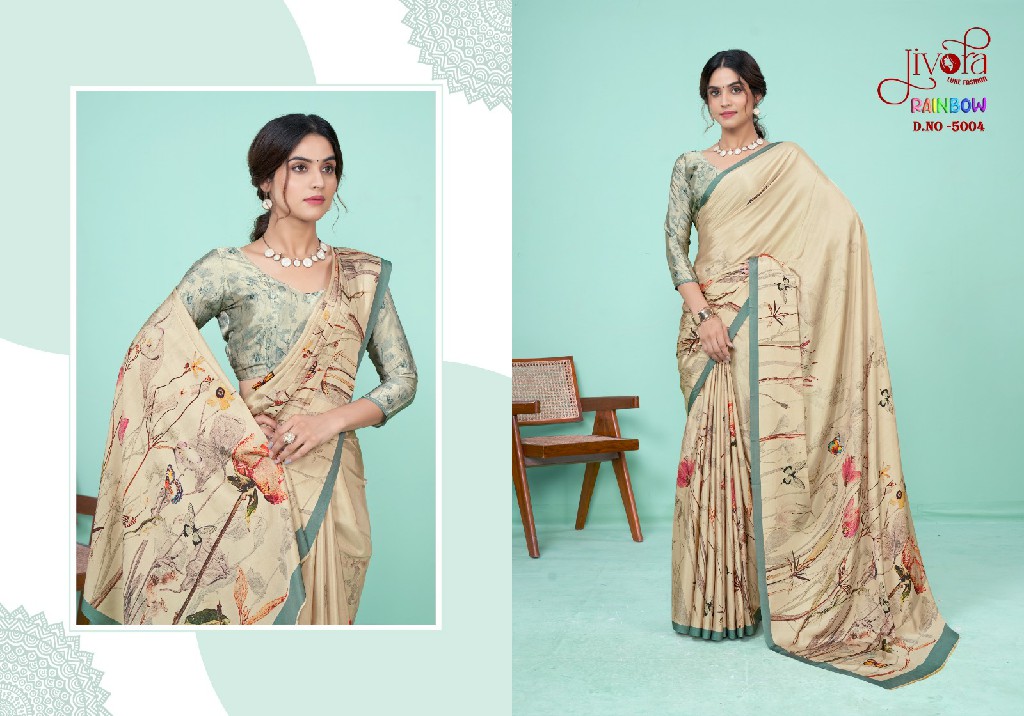 Jivora Rainbow Wholesale Soft Crape With Modern Digital Prints Sarees