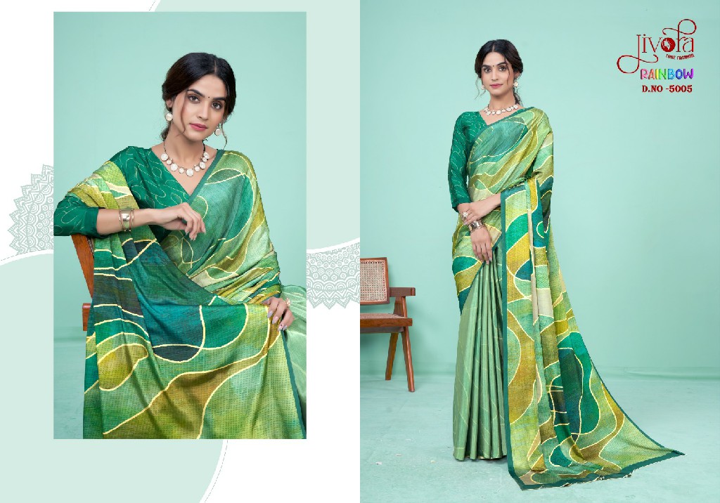 Jivora Rainbow Wholesale Soft Crape With Modern Digital Prints Sarees