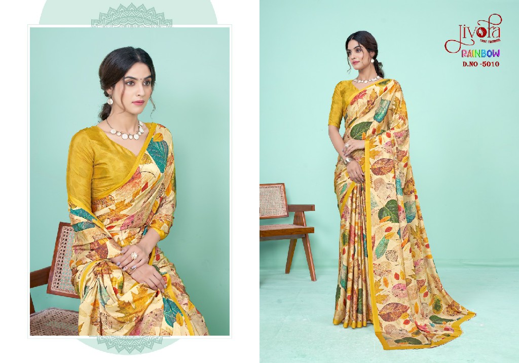 Jivora Rainbow Wholesale Soft Crape With Modern Digital Prints Sarees