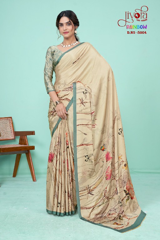 Jivora Rainbow Wholesale Soft Crape With Modern Digital Prints Sarees