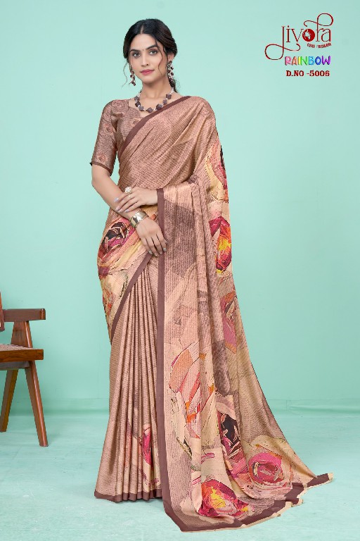 Jivora Rainbow Wholesale Soft Crape With Modern Digital Prints Sarees