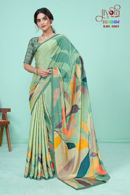 Jivora Rainbow Wholesale Soft Crape With Modern Digital Prints Sarees