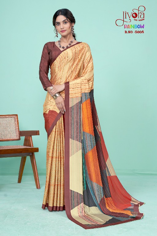 Jivora Rainbow Wholesale Soft Crape With Modern Digital Prints Sarees