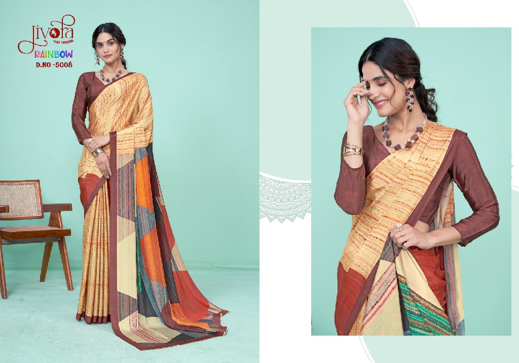 Jivora Rainbow Wholesale Soft Crape With Modern Digital Prints Sarees