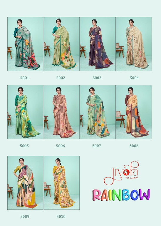 Jivora Rainbow Wholesale Soft Crape With Modern Digital Prints Sarees