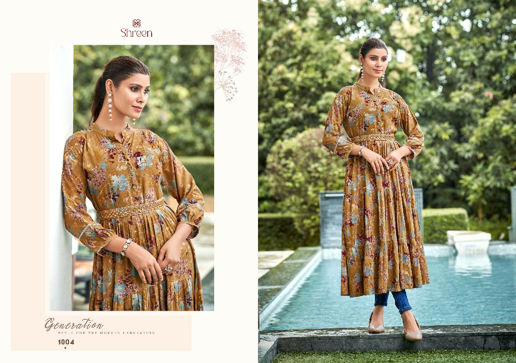 Shreen Rashi Vol-11 Wholesale 14 Kg Reyon Foil Print Anarkali Kurtis