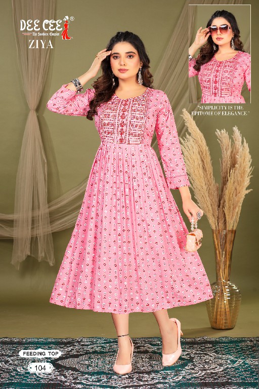 Dee Cee Ziya Wholesale Rayon Print Flared Long Feeding Kurtis