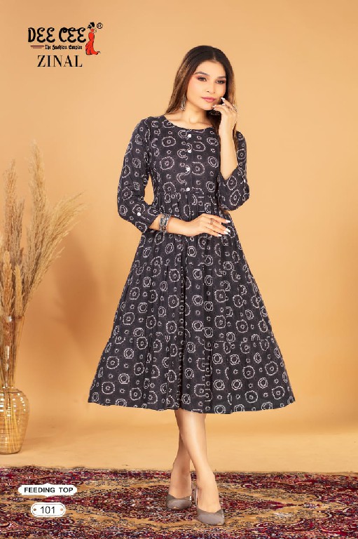 Dee Cee Zinal Wholesale Three Flared Long Feeding Kurtis