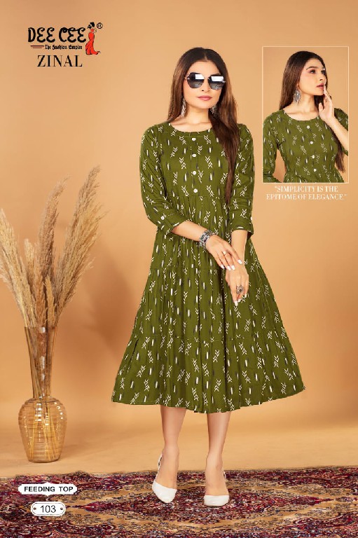 Dee Cee Zinal Wholesale Three Flared Long Feeding Kurtis