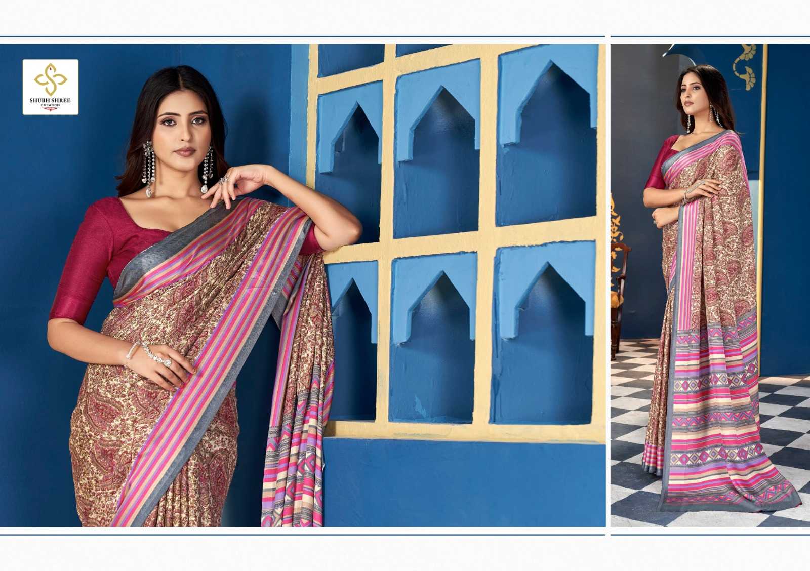 hazel by shubh shree pashmina silk print saree online