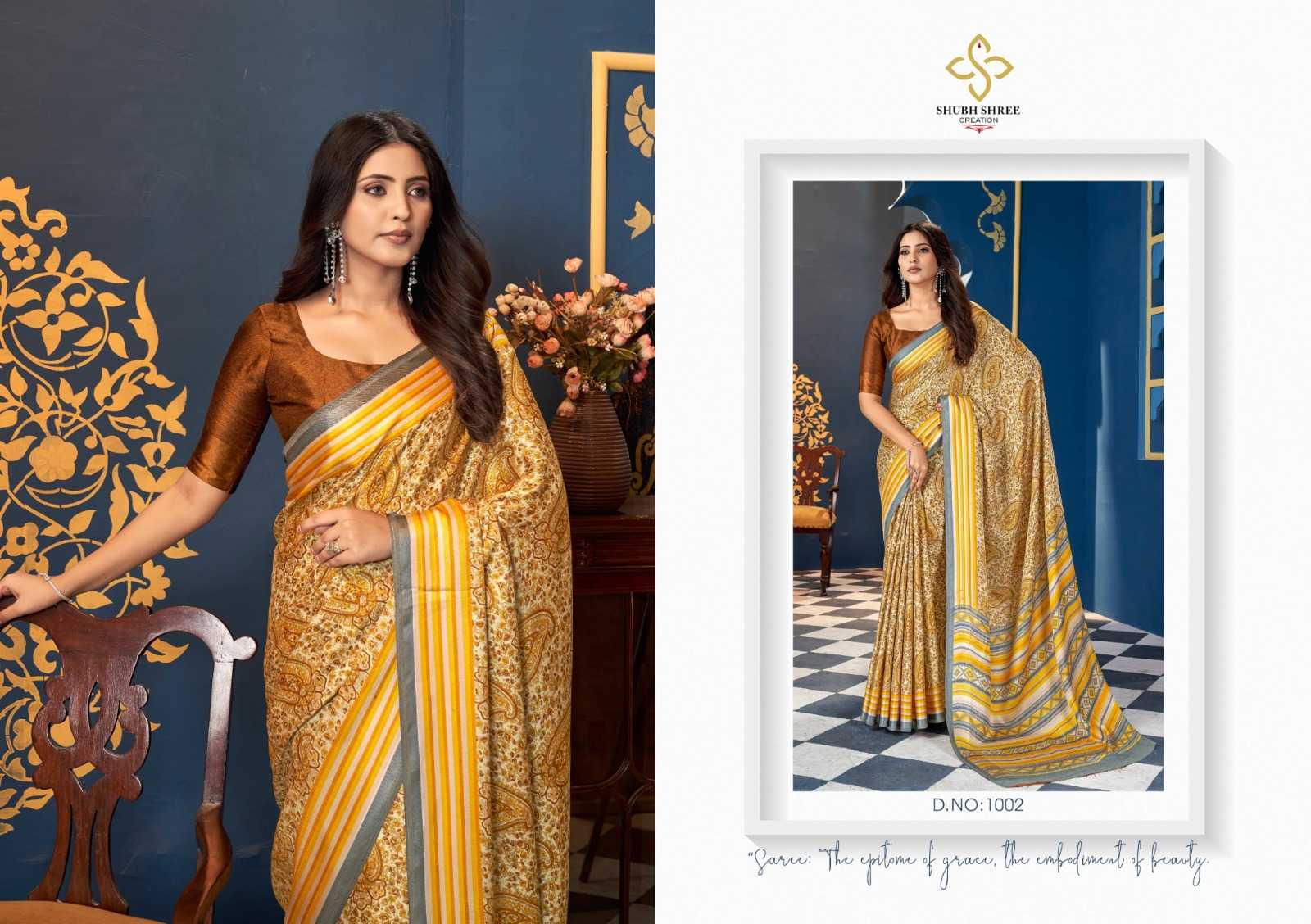 hazel by shubh shree pashmina silk print saree online