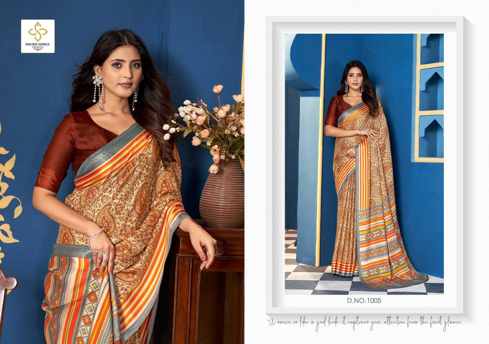 hazel by shubh shree pashmina silk print saree online