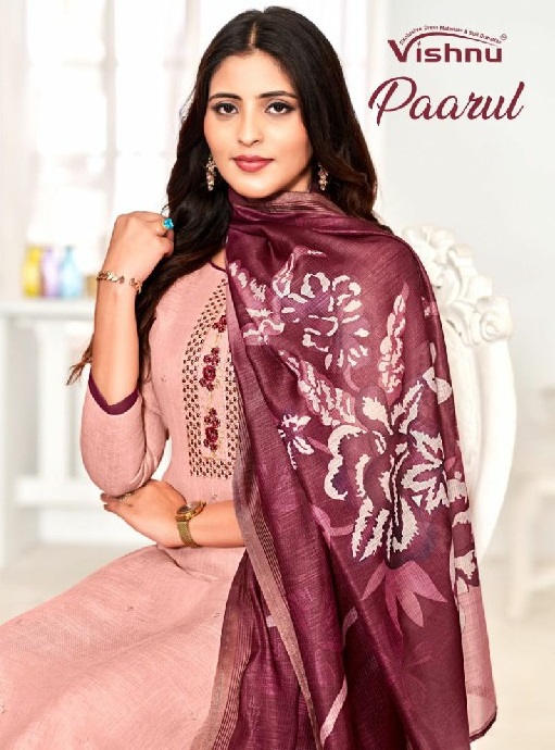 paarul by vishnu adorable linen fancy dress material exports