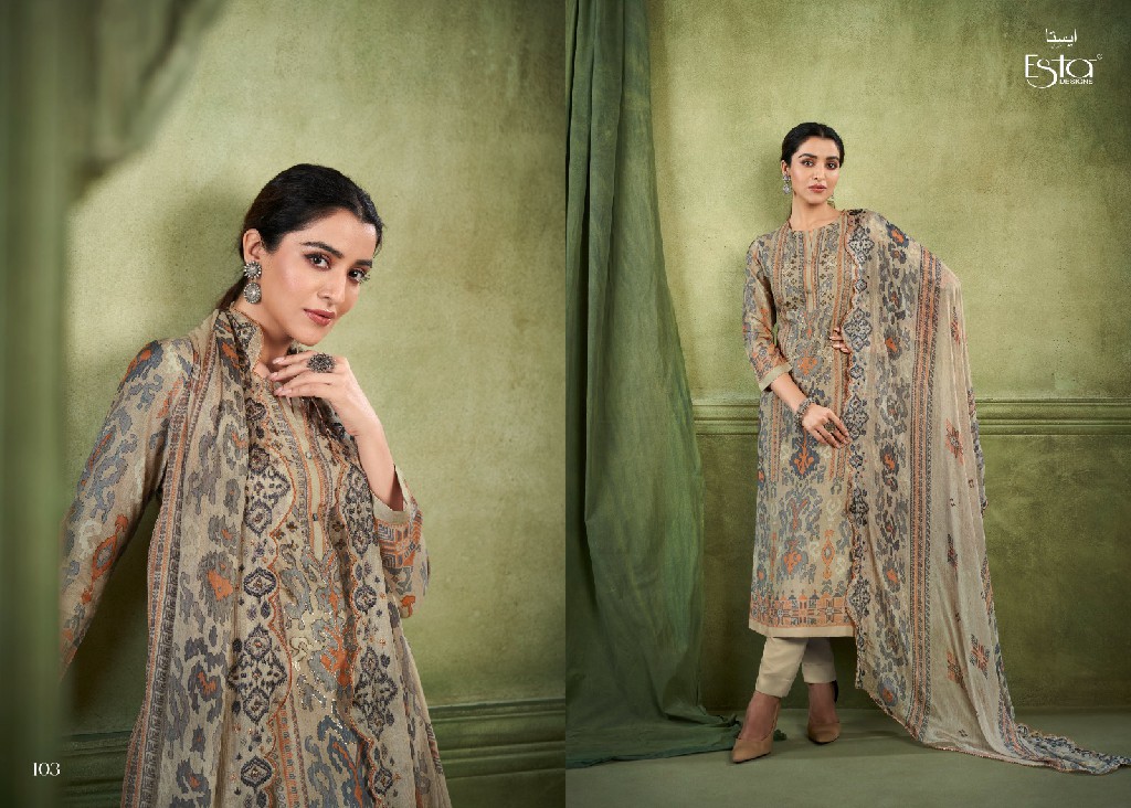 esta designs elaric attractive look muslin silk handwork pakistani dress material