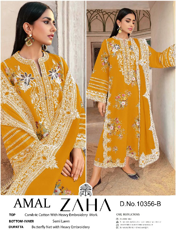 zaha amal 10356 cambric cotton designer pakistani dress material