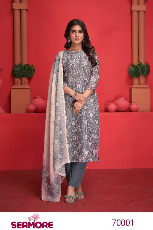 hazoori by seamore mirror work print art silk fullstitch suits