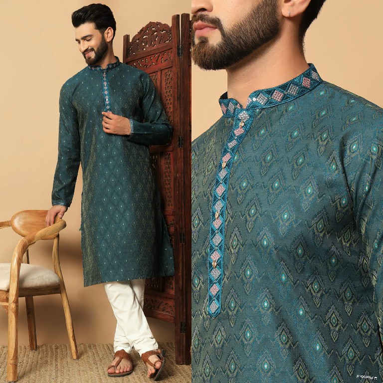 Outluk Vol-131 Wholesale Jacquard Kurta With Pajama Mens Wear