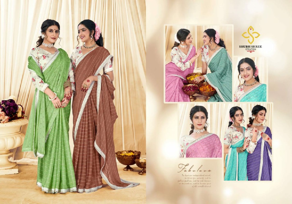 Shubh Shree Suwakya Wholesale Moss Chiffon With Digital Print Sarees