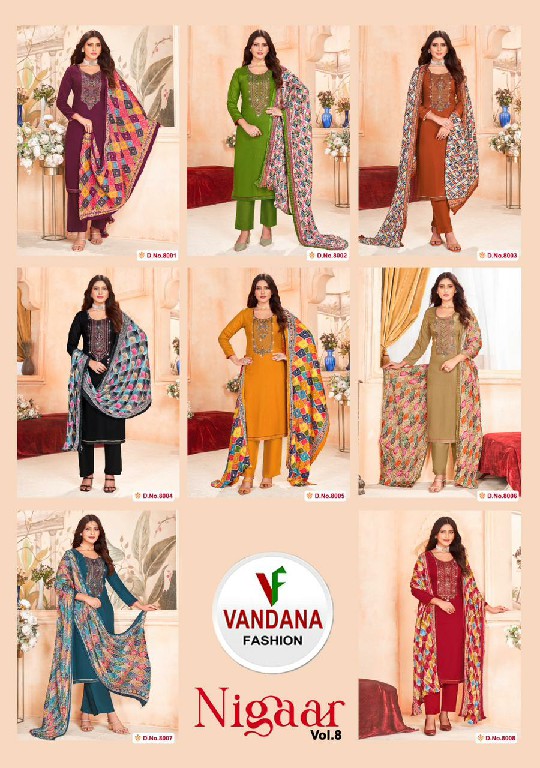 Vandana Nigaar Vol-8 Wholesale Swaroski Work Dress Material