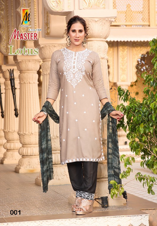 Master Lotus Wholesale Rayon Work 3 Side Work Readymade Salwar Suits