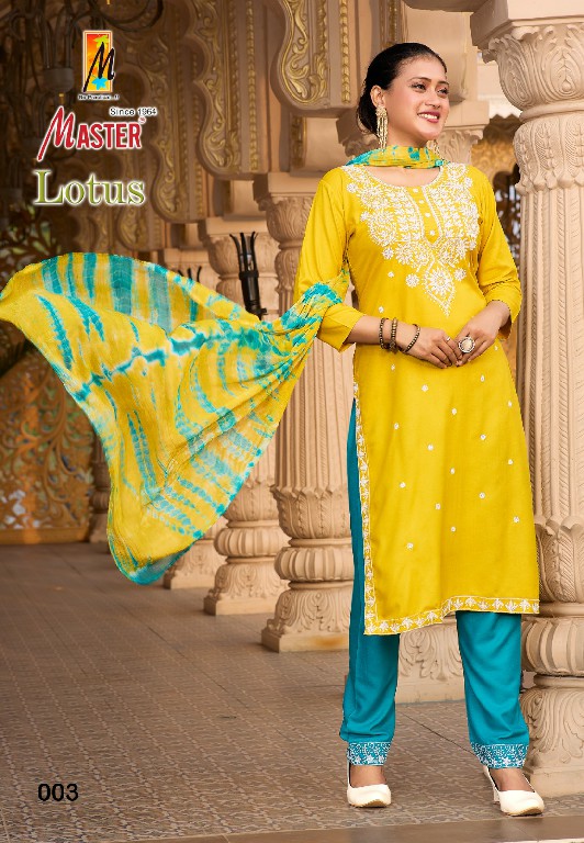 Master Lotus Wholesale Rayon Work 3 Side Work Readymade Salwar Suits