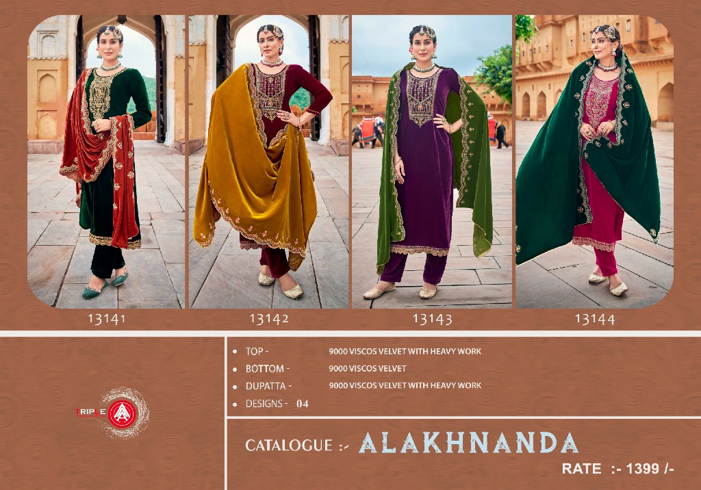 Triple AAA Alakhnanda Wholesale 9000 Viscose Velvet Winter Dress Material