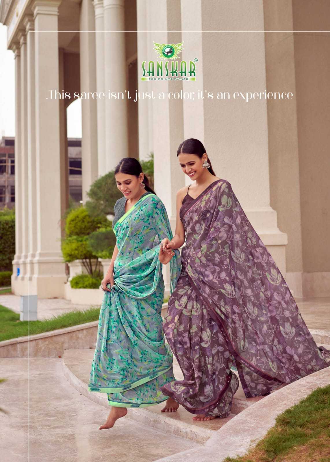 sanskar tex prints leela vol 2 bember georgette colour print saree
