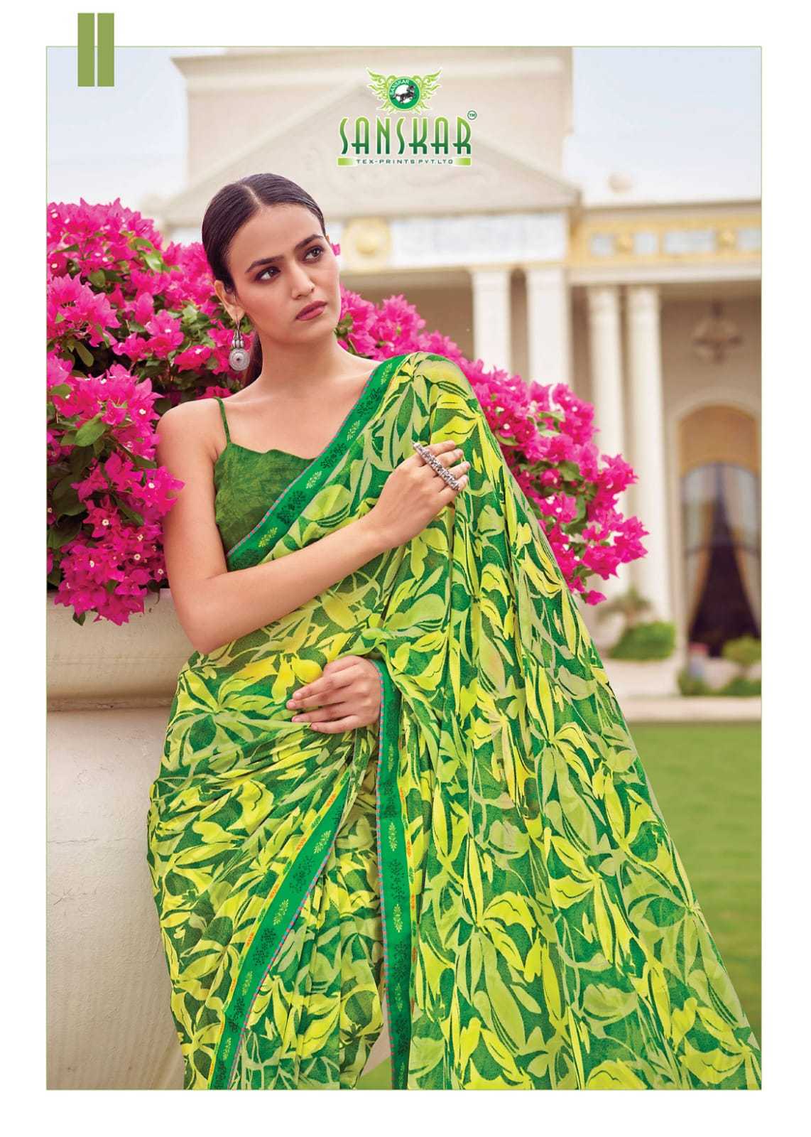 sanskar tex prints leela vol 2 bember georgette colour print saree