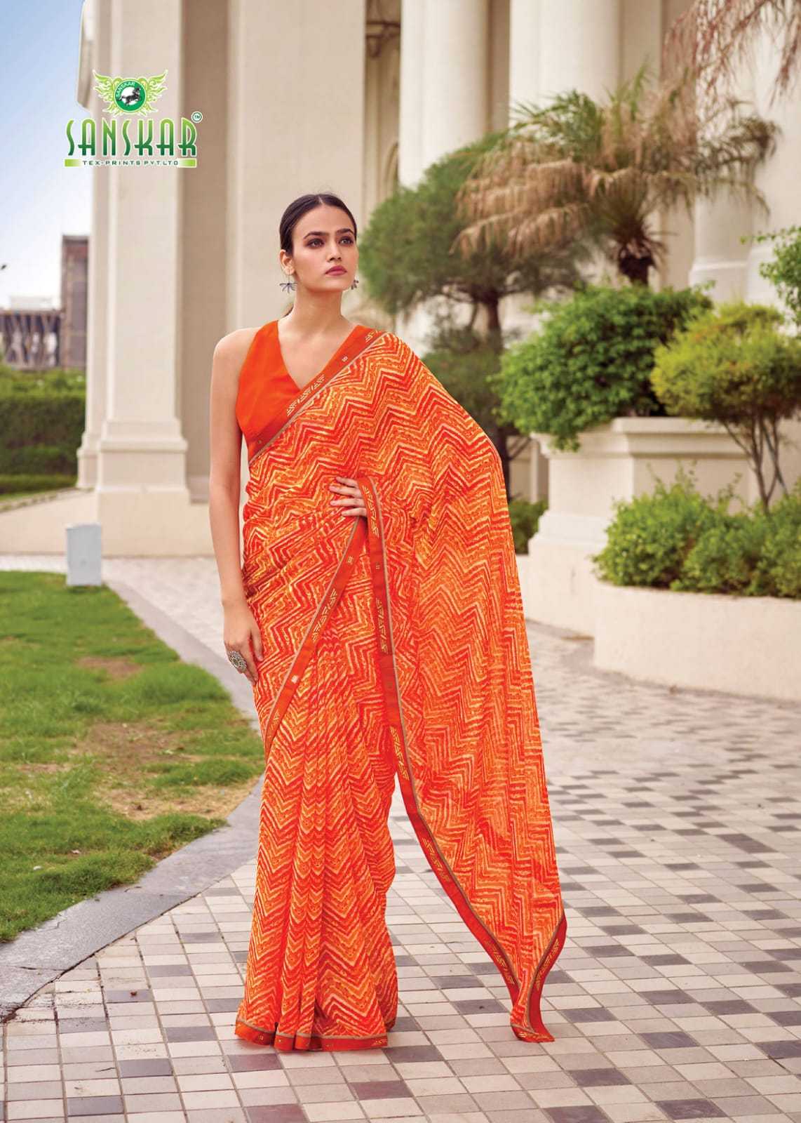 sanskar tex prints leela vol 2 bember georgette colour print saree